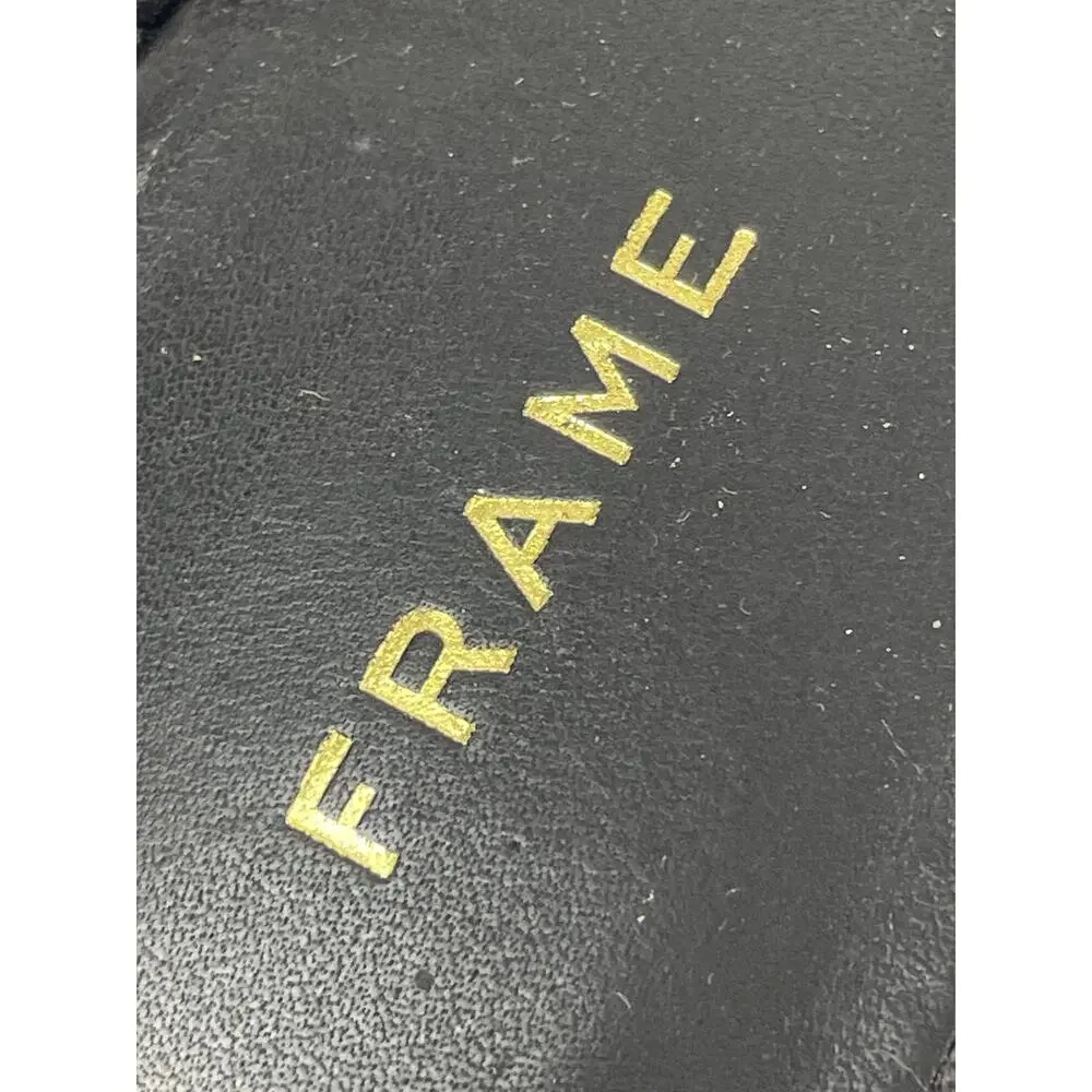 Frame Le Remi Women's Black Leather Straps Lace Up Square Toe Flats Sandals 39.5